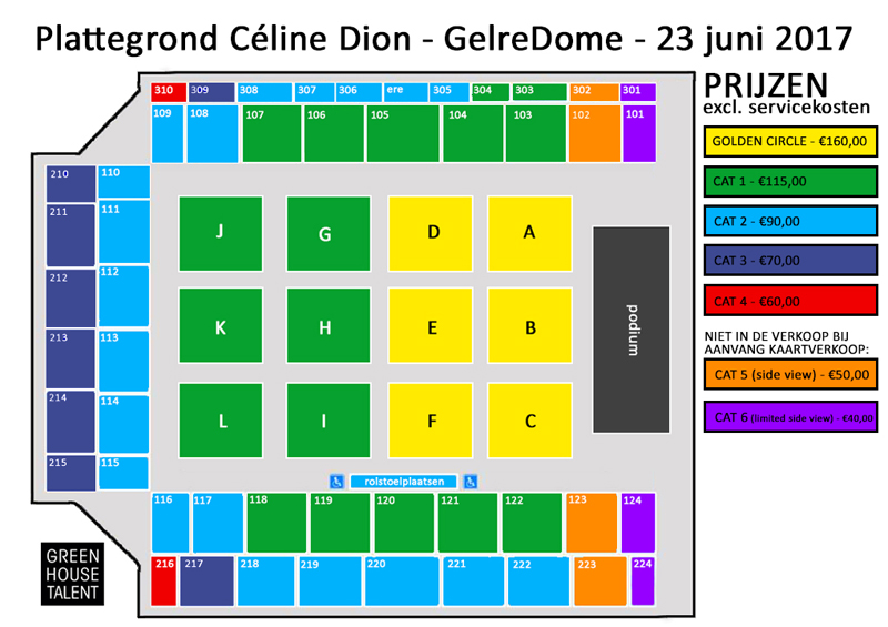 Plattegrond Celine Dion Gelredome Arnhem Nederland